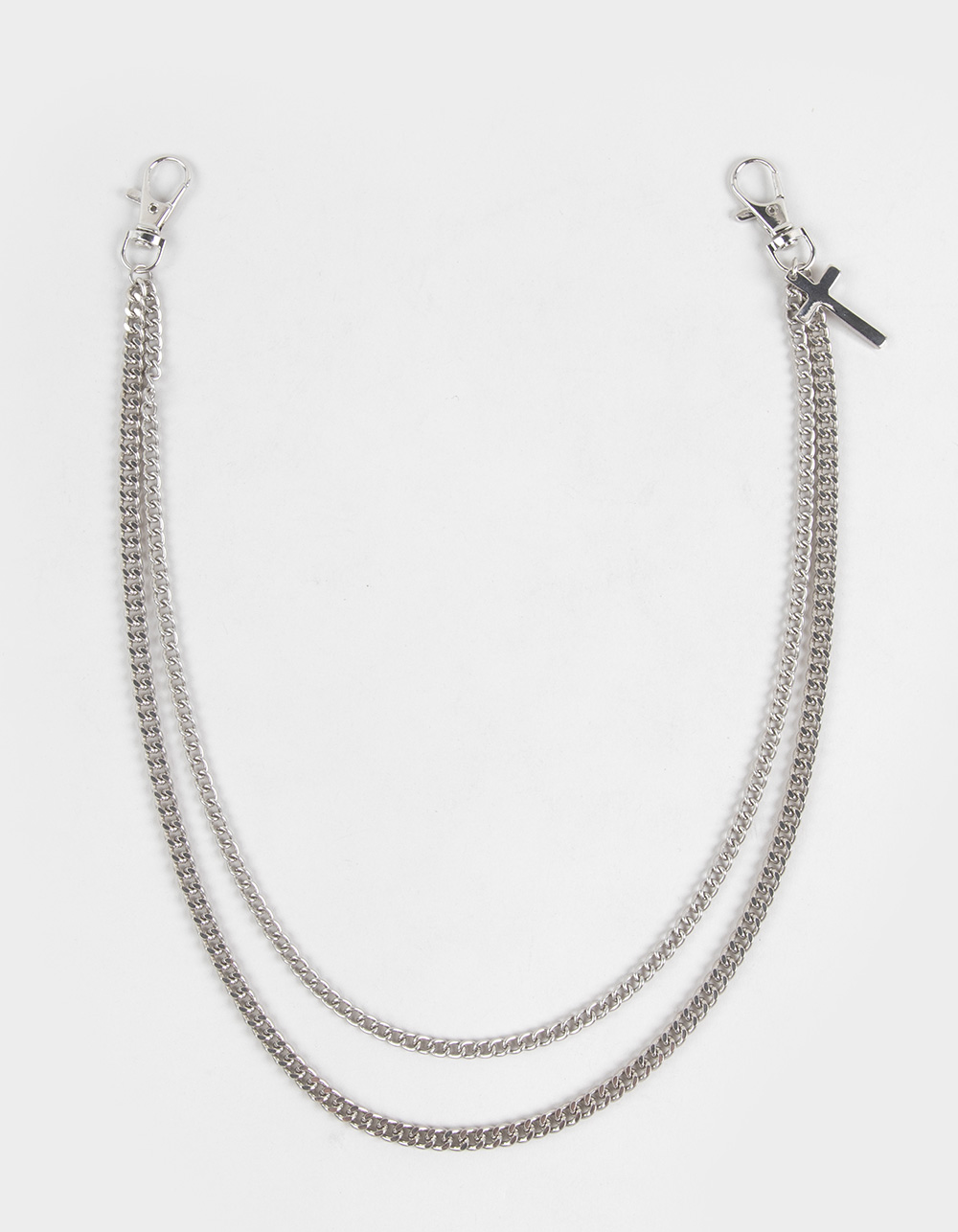 RSQ Mens Cross Double Wallet Chain - SILVER