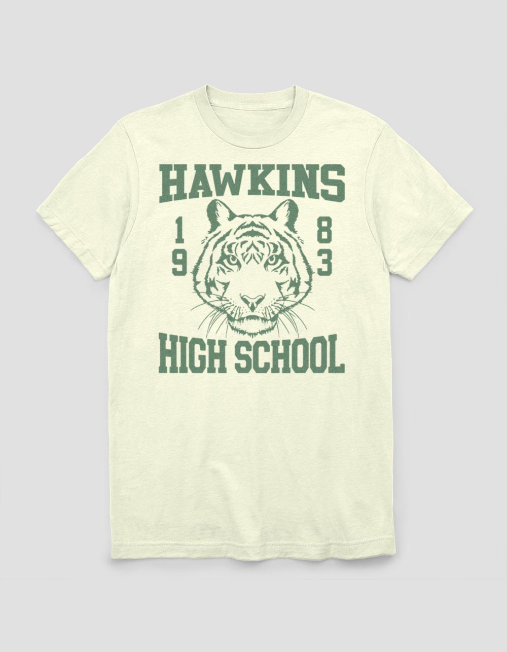 STRANGER THINGS Hawkins High Tiger 1983 Unisex Tee - NATURAL