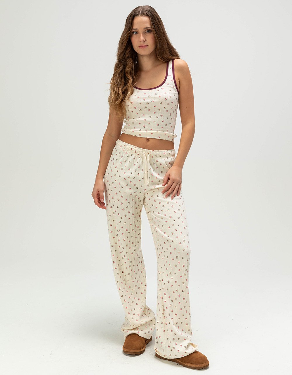 BRIXTON Off Duty Womens Knit Pants - Cream Combo