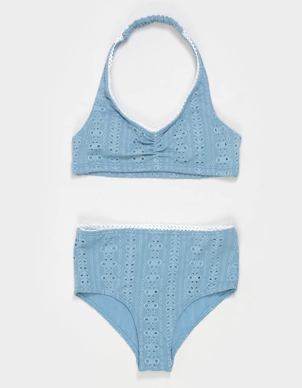 FULL TILT Texture Girls Halter Bikini Set - HTHR BLUE