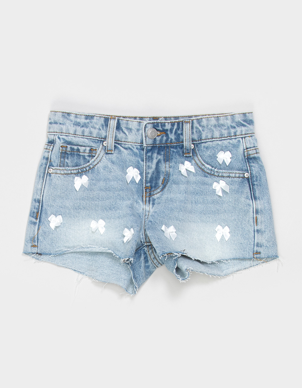 RSQ Girls Bow Low Rise Denim Shorts - LIGHT WASH