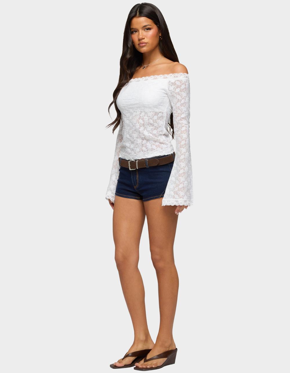 EDIKTED Built In Bra Off Shoulder Lace Top - WHITE | Tillys