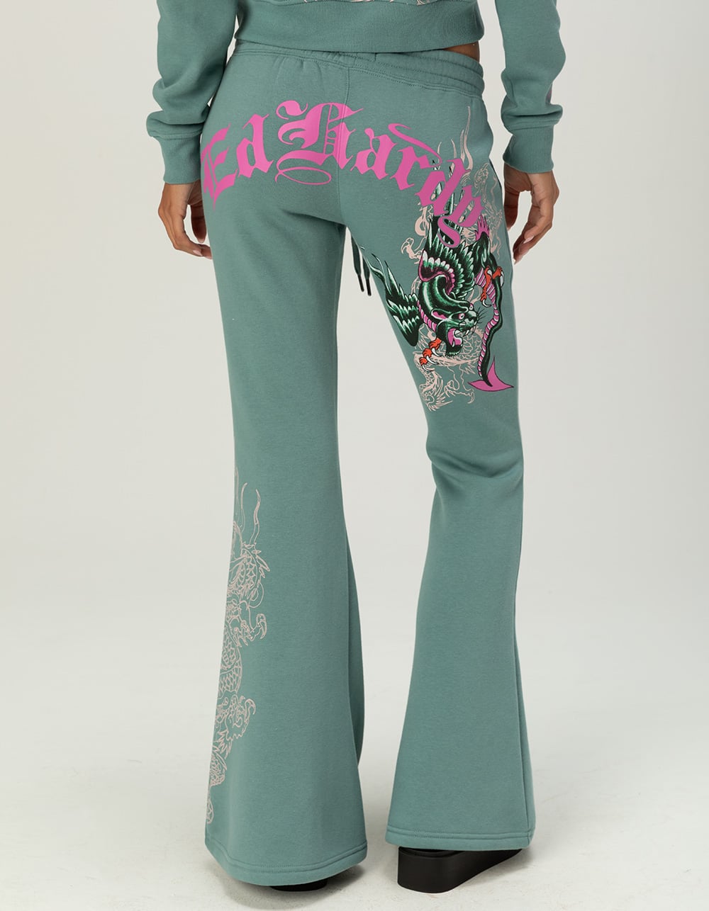 ED HARDY Panther Wings Womens Sweatpants - SEAFOAM