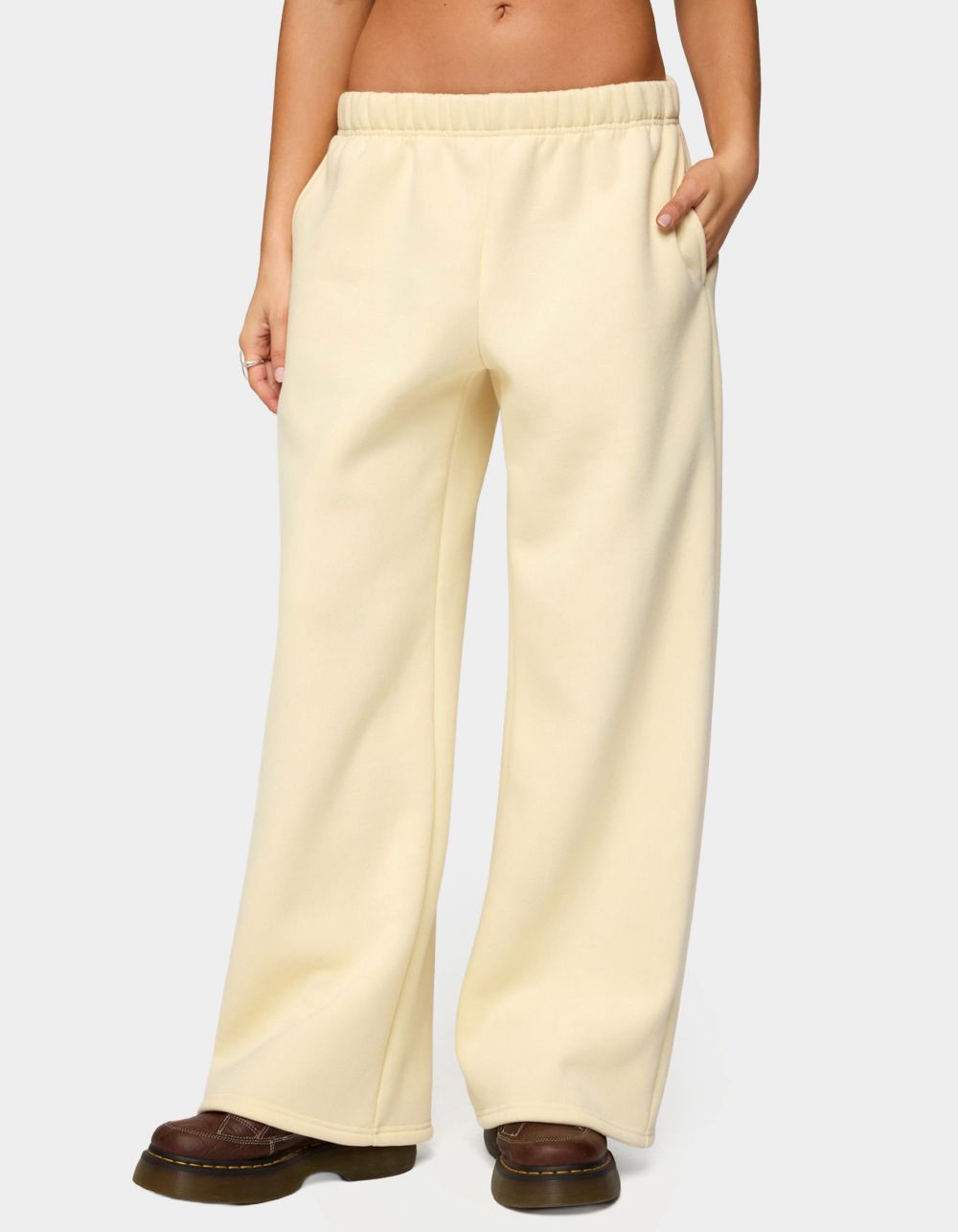 Edikted Jaylie Wide Leg Sweatpants - LT YELLOW
