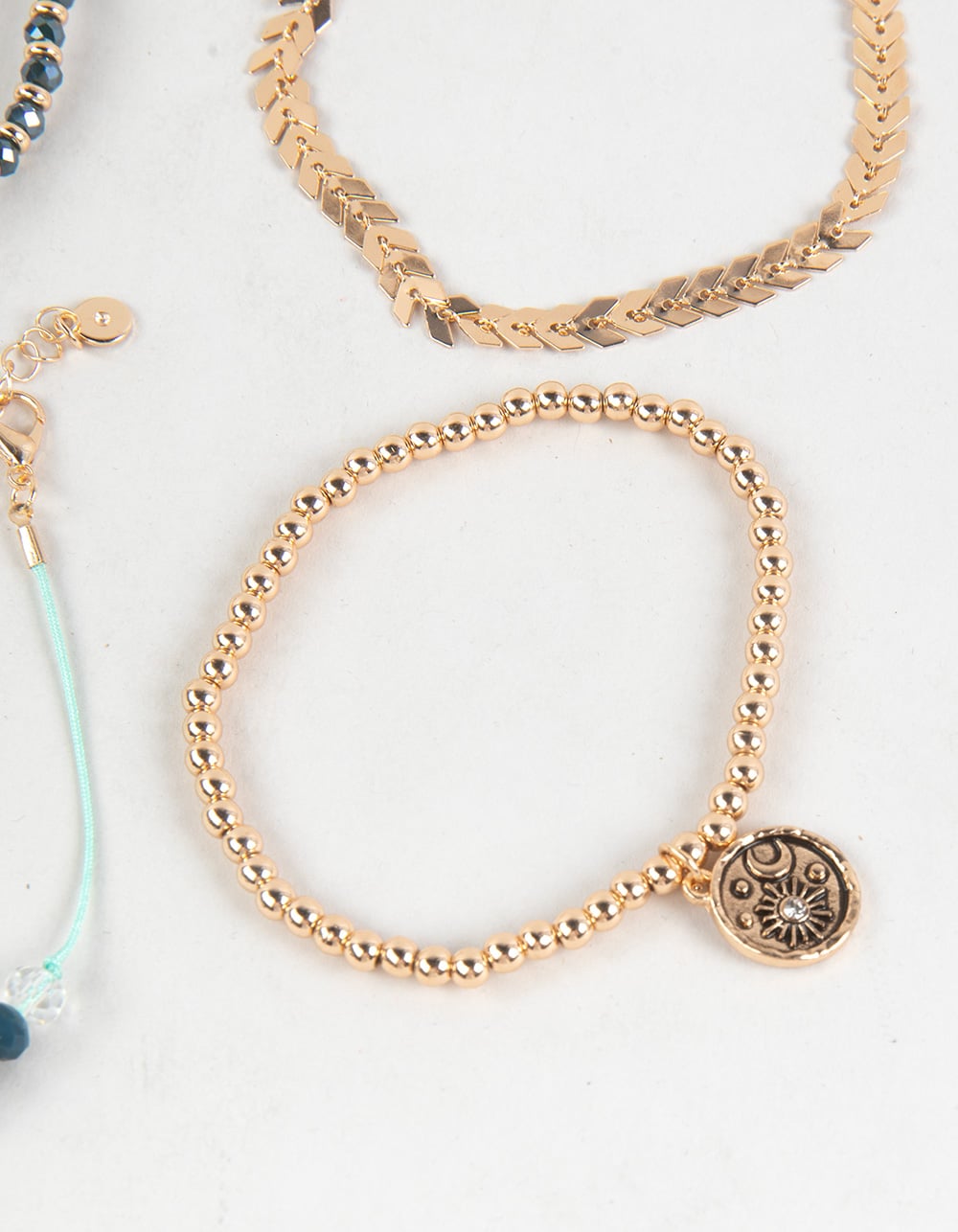 FULL TILT 5 Pack Beaded/Celestial Bracelets - GOLD