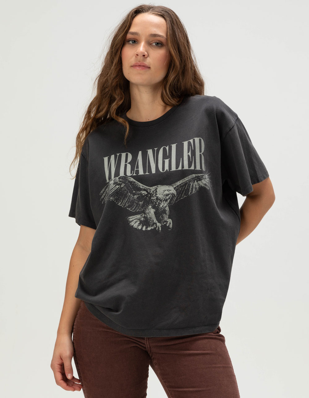 WRANGLER Eagle Womens Girlfriend Tee - WASHED BLACK