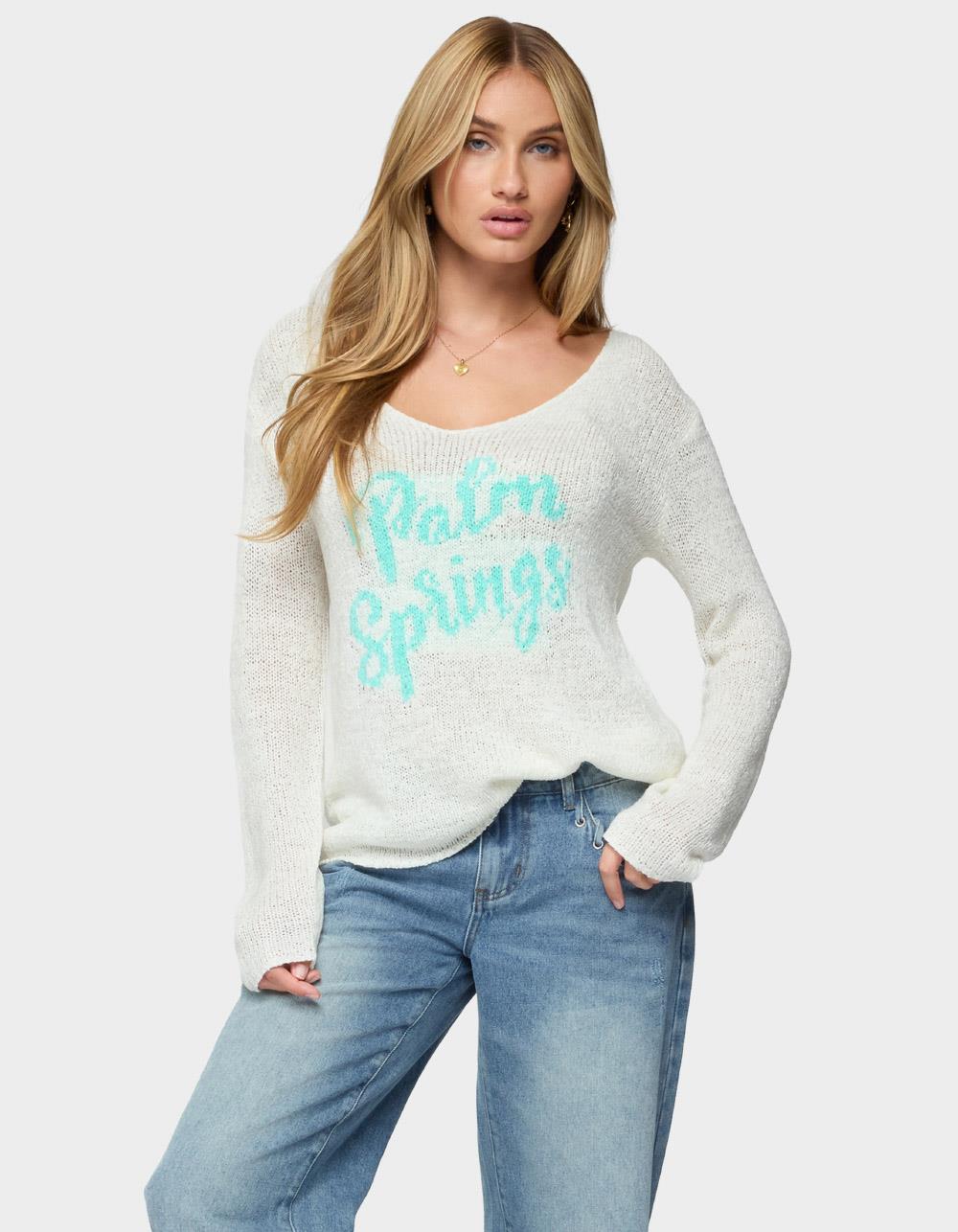 EDIKTED Palm Springs Light Knit Sweater - BEIGE
