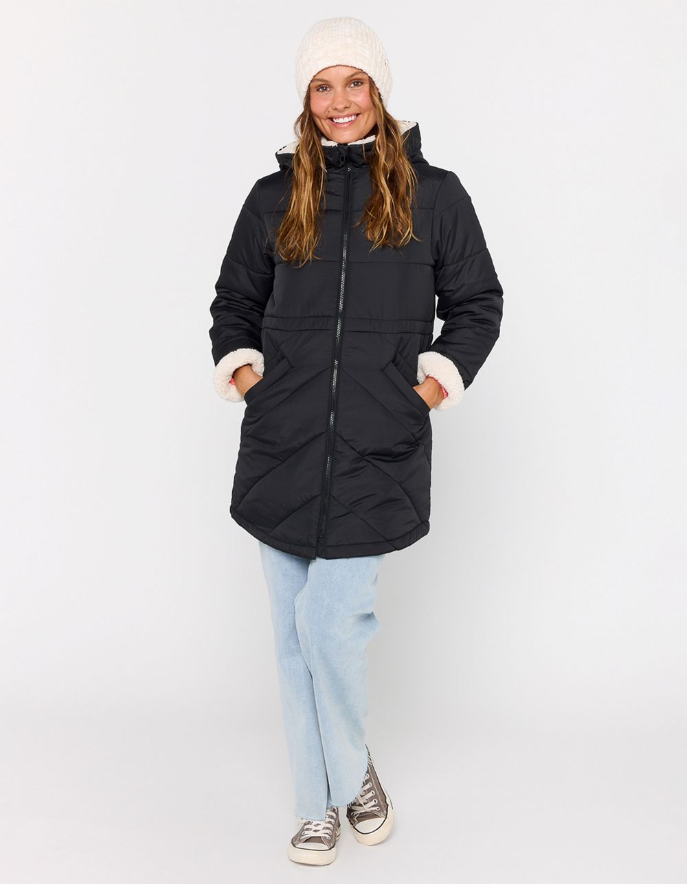 RIP CURL Anti-Series Anoeta Womens Long Jacket - WASHED BLACK