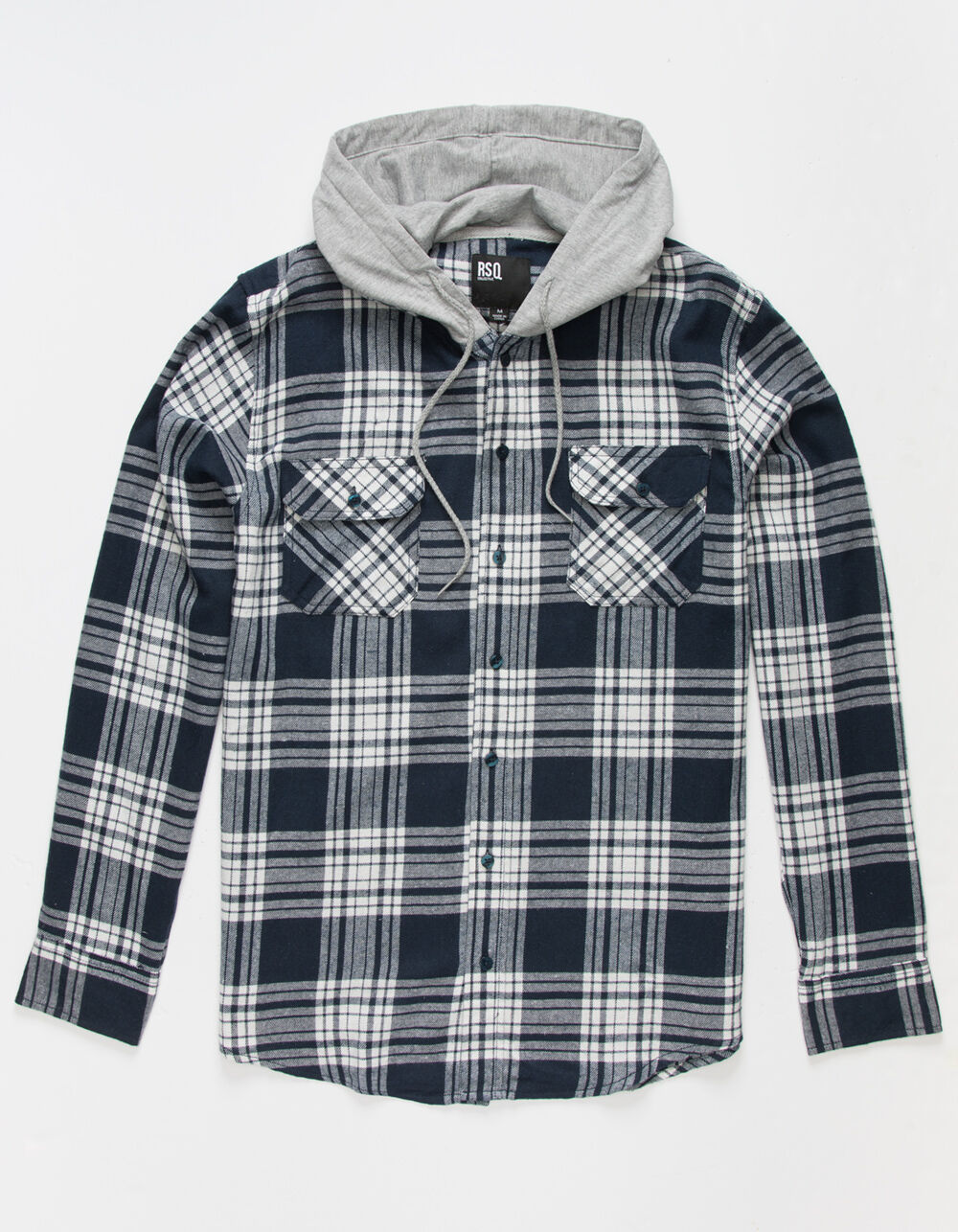 RSQ Marine Layer Mens Hooded Flannel Shirt - NAVY | Tillys