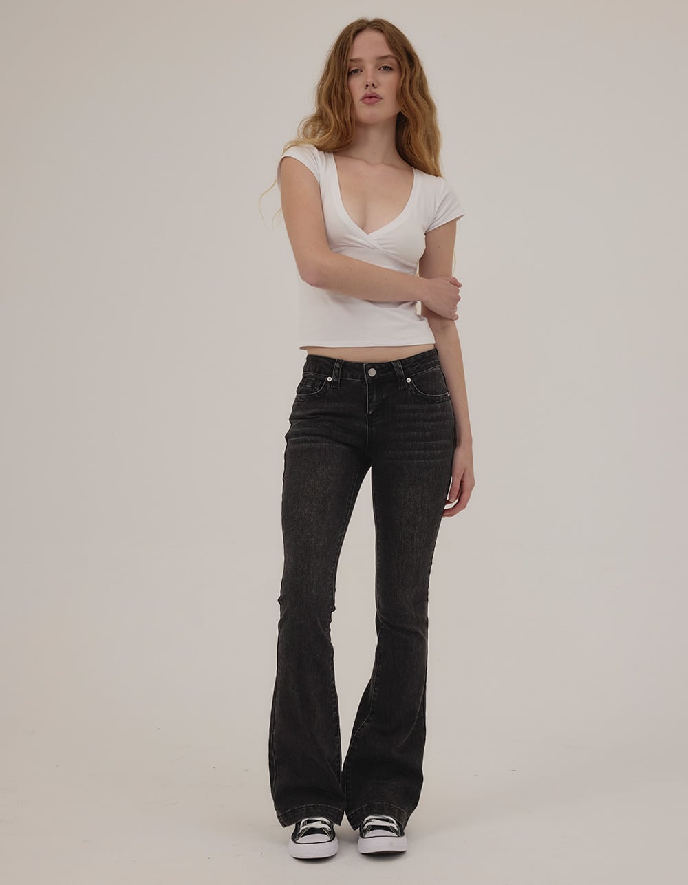 RSQ Womens Low Rise Bootcut Jeans - WASHED BLACK