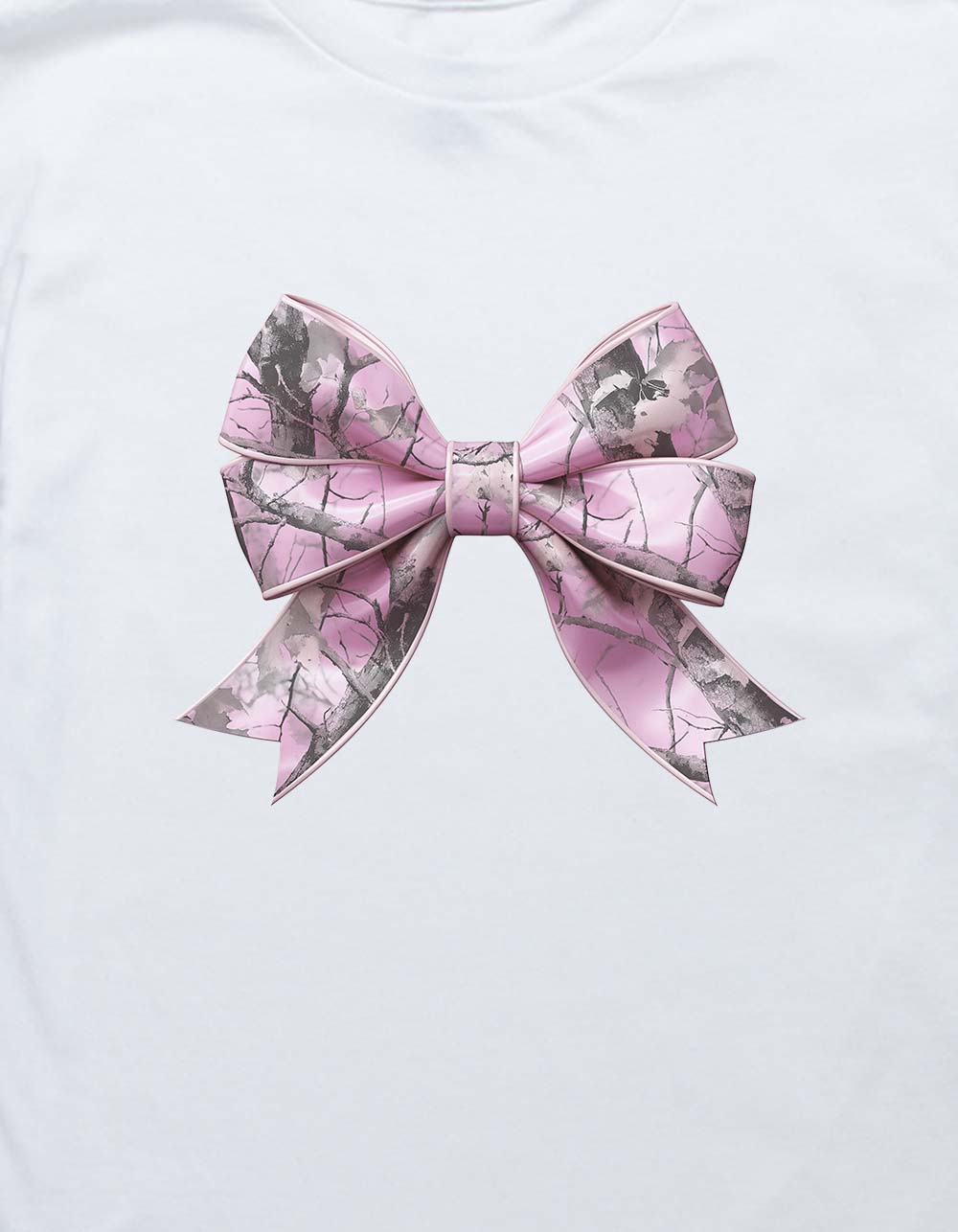 BOW Pink Camo Unisex Kids Tee - WHITE