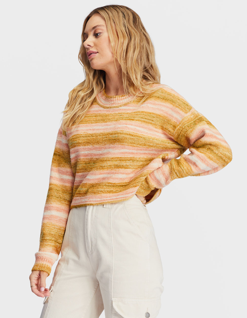 BILLABONG So Charmed Womens Slightly Cropped Sweater - YELLOW COMBO ...