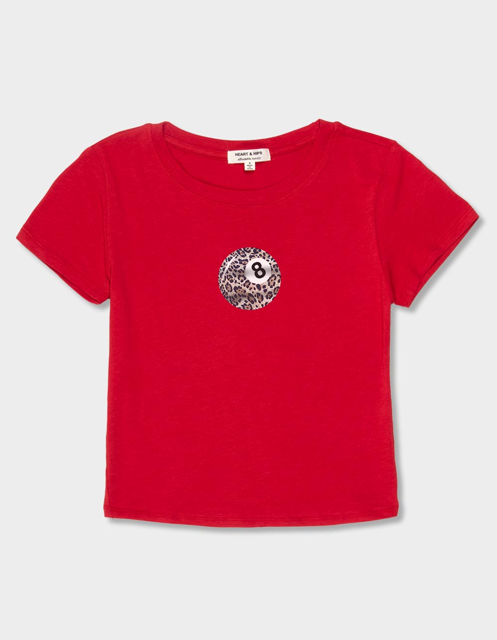 LEOPARD 8 Ball Womens Baby Tee - RED