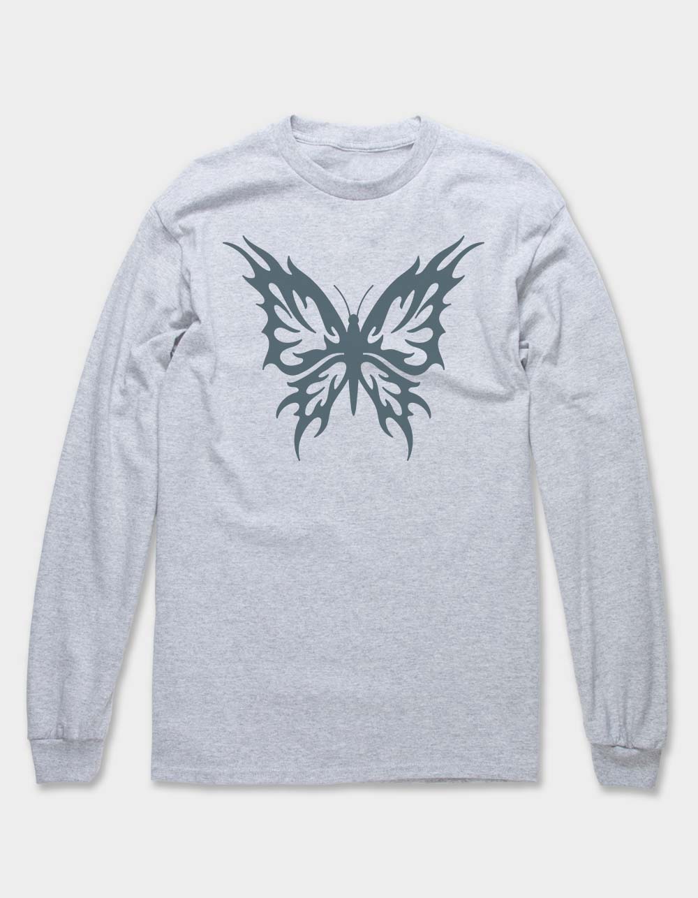 Butterfly Tribal Unisex Long Sleeve Tee - HEATHER GRAY