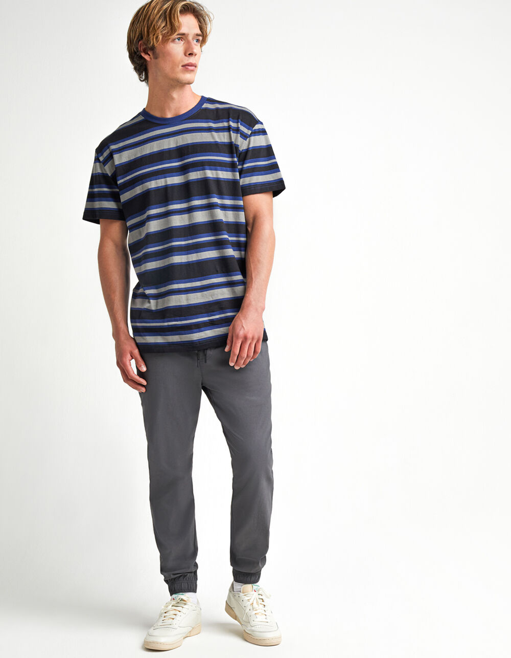 RSQ Oversized Striped Mens T-Shirt - BLACK / BLUE | Tillys