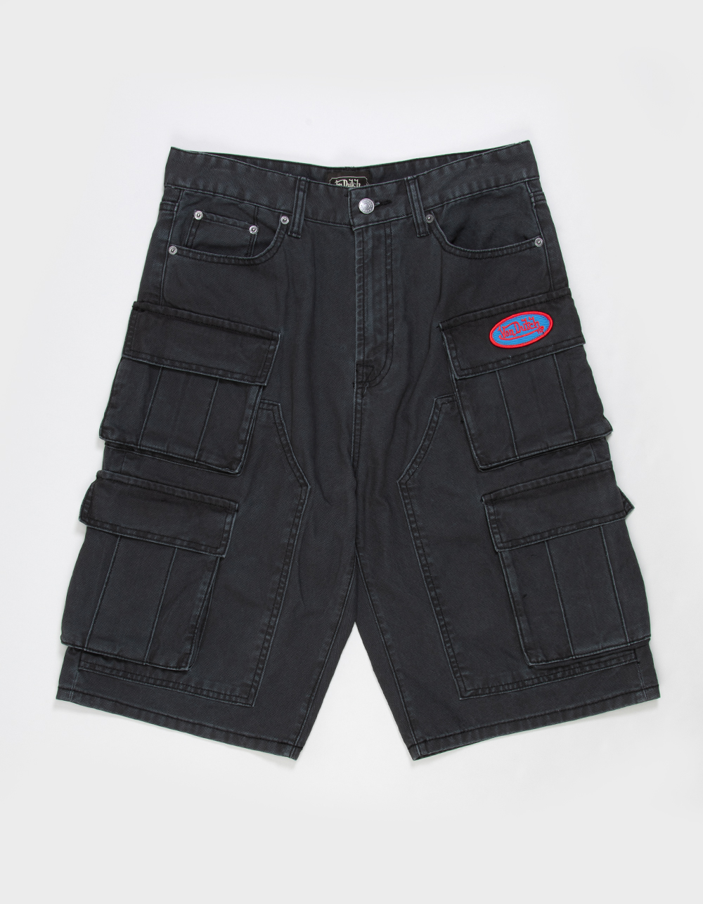 VON DUTCH Devil Mens Cargo Jorts - BLACK
