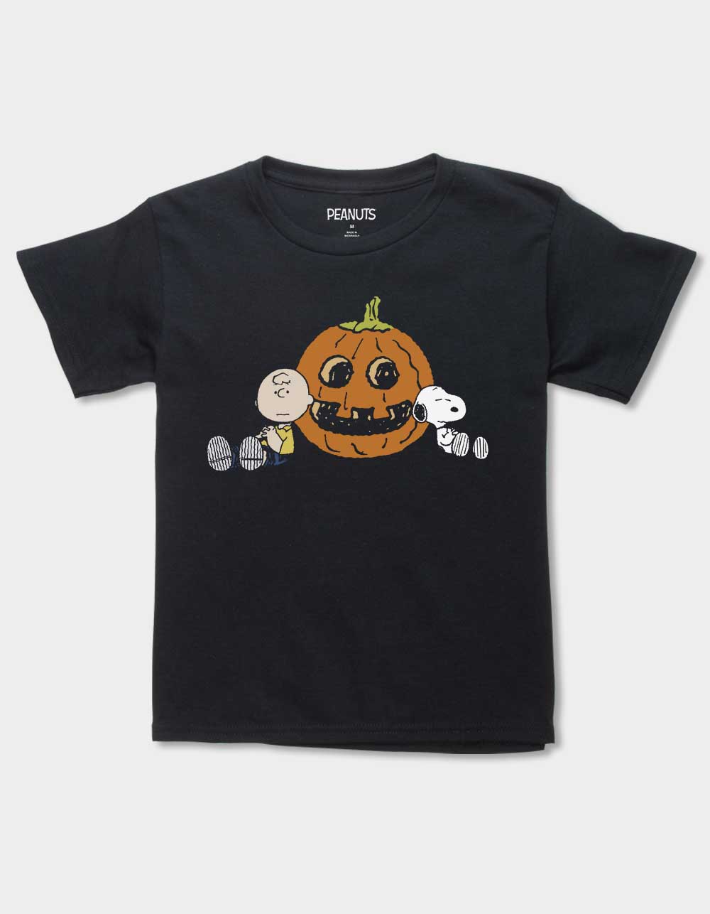 PEANUTS Pumpkin Face Unisex Kids Tee - BLACK
