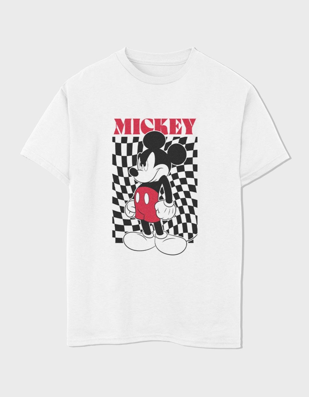 DISNEY Checker Mickey Unisex Kids Tee - WHITE