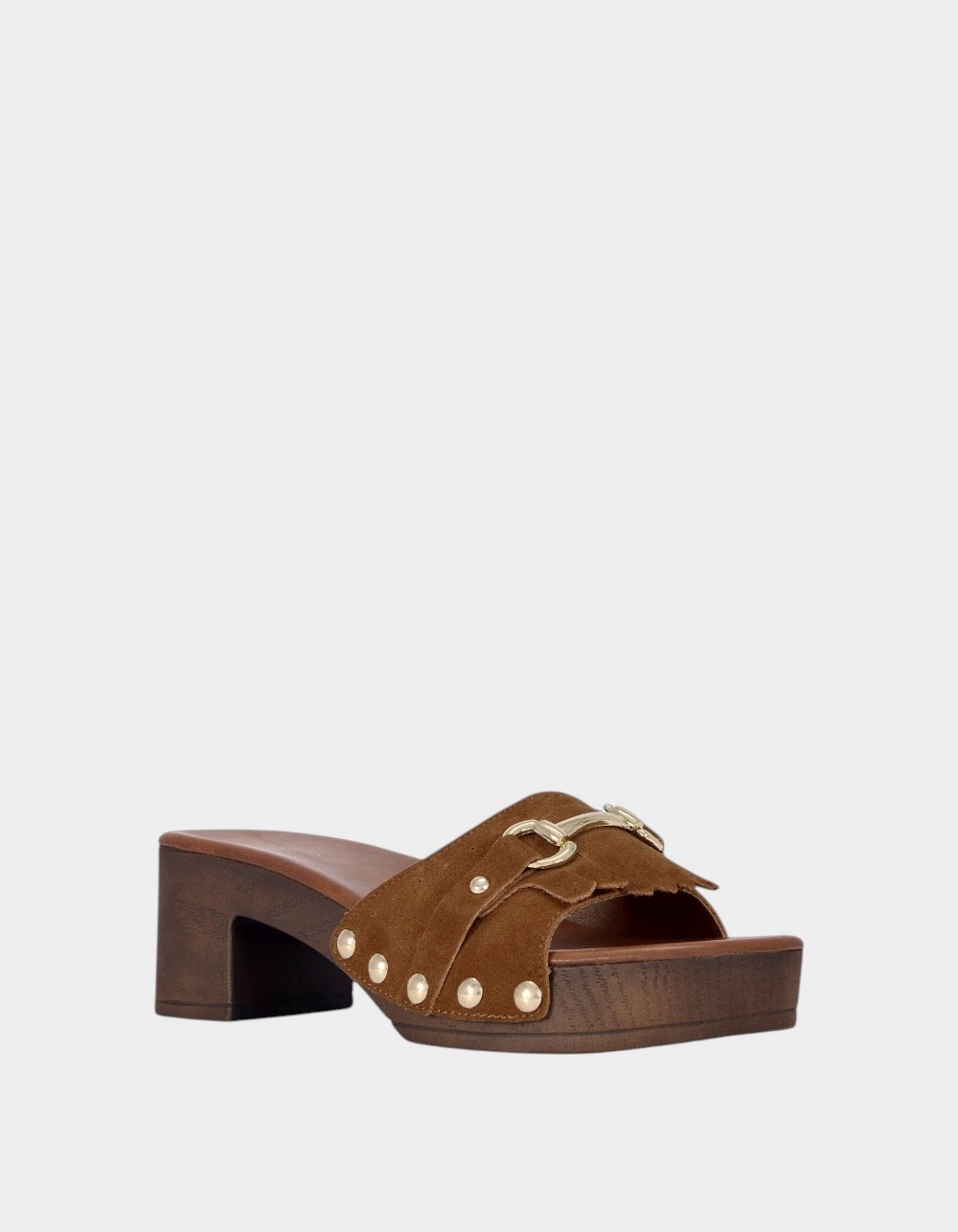 AZALEA WANG Epsilon Genuine Suede Womens Flatform Sandals - BROWN