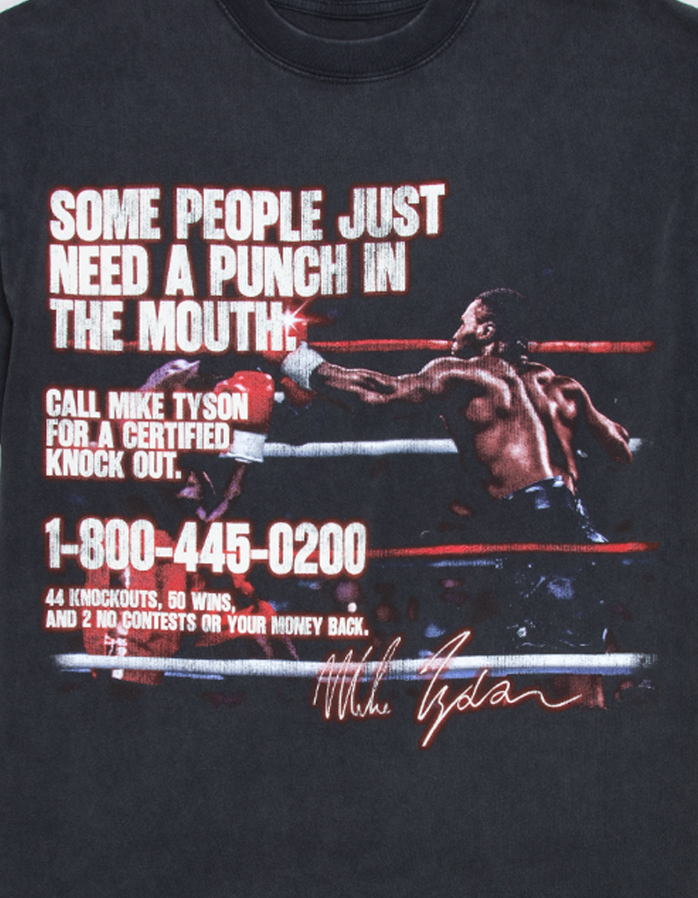 MIKE TYSON Certified Knockout Mens Boxy Tee - WASHED BLACK