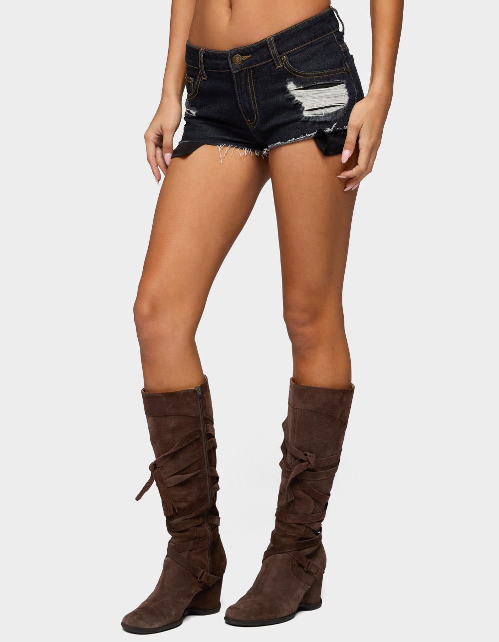 EDIKTED Devin Low Rise Micro Denim Shorts