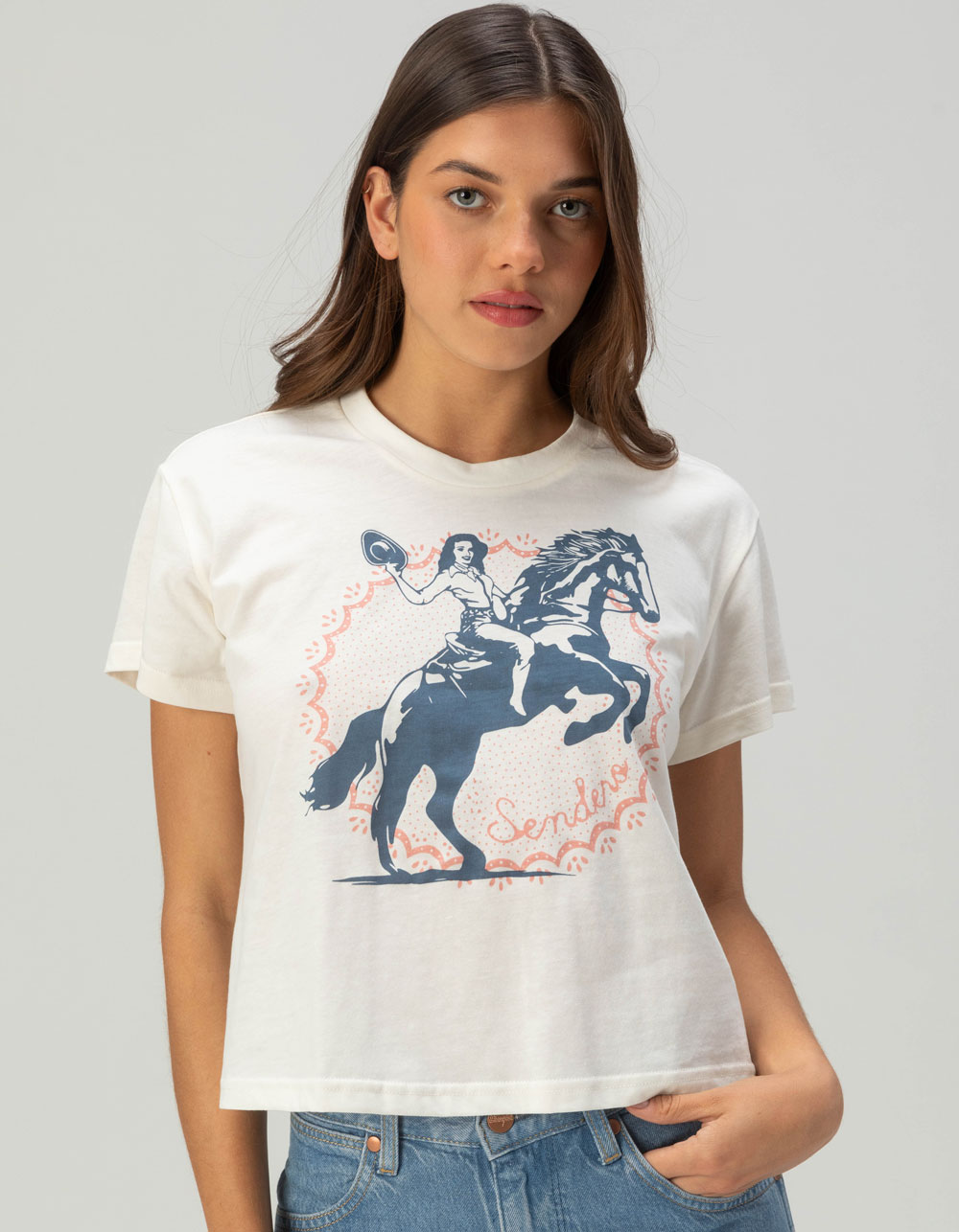 SENDERO PROVISIONS CO. Palomino Womens Crop Tee - WHITE