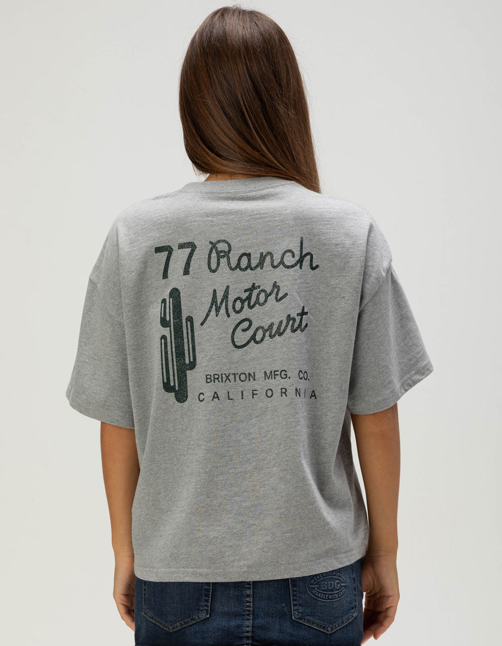 BRIXTON Ranch Motor Court Womens Boxy Tee - GRAY
