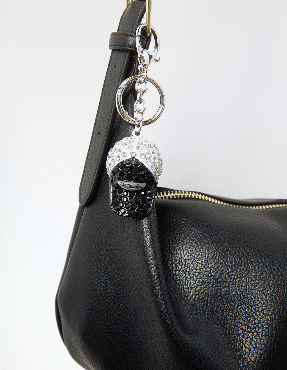 VON DUTCH Rhinestone Hat Bag Charm - BLACK COMBO