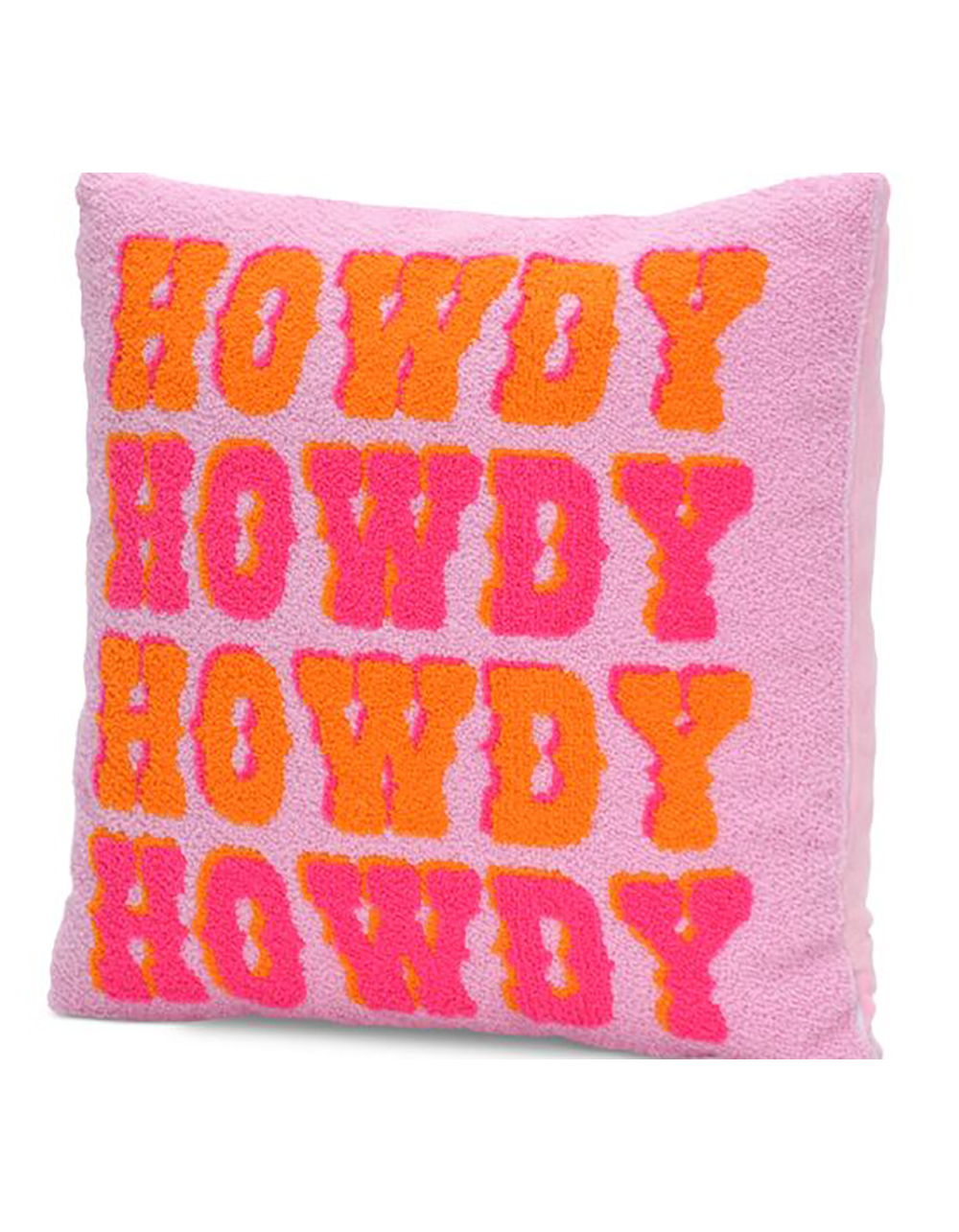 Howdy Chenille Plush Pillow PINK Tillys