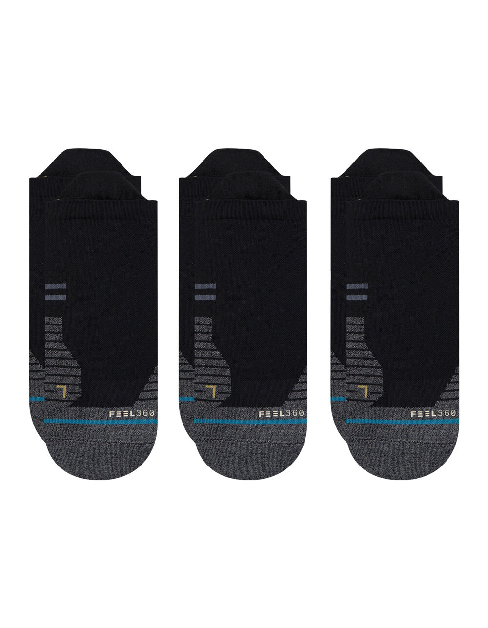 STANCE Run Light 3 Pack Mens No Show Socks BLACK Tillys