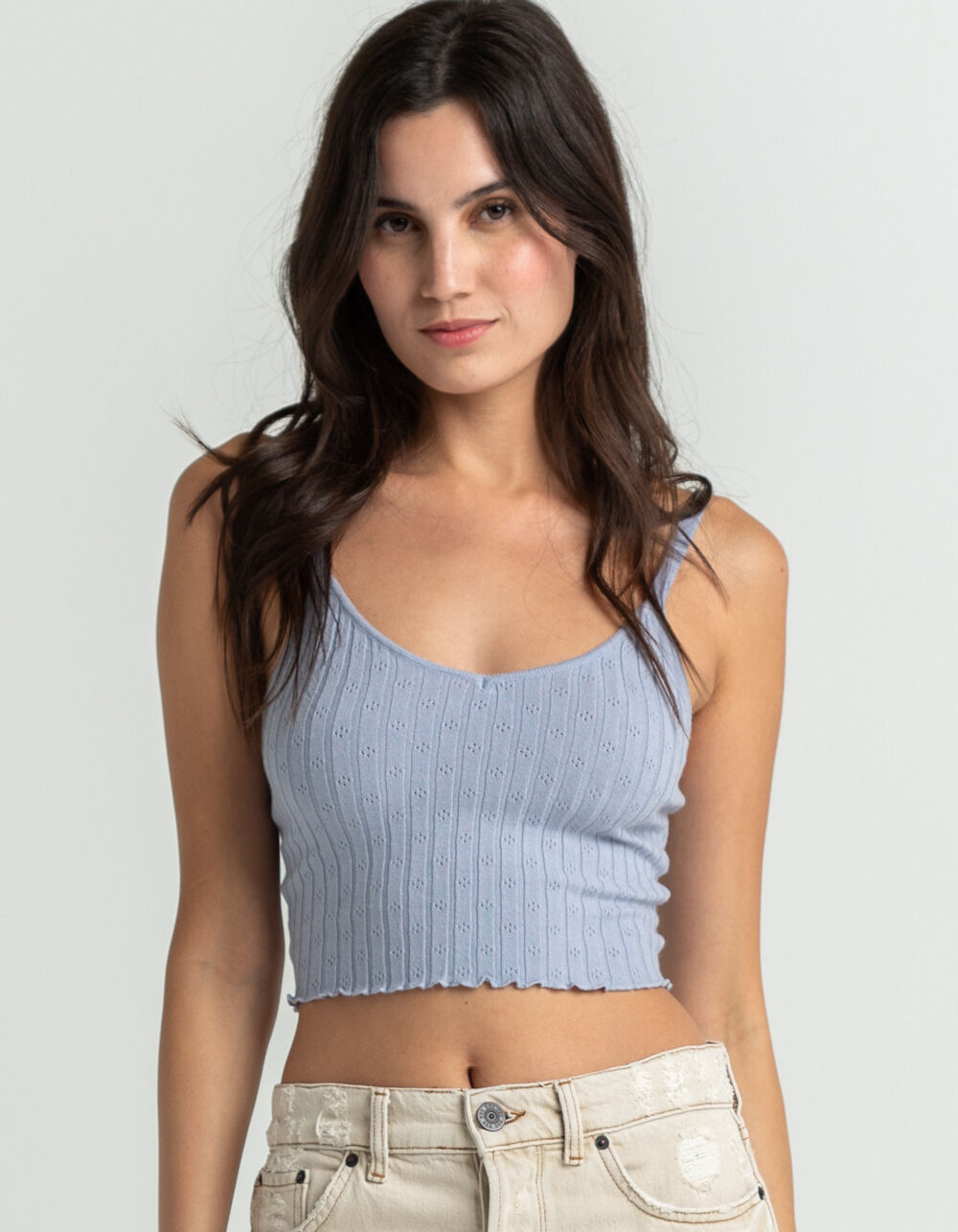 FULL TILT Womens Pointelle Cami LIGHT BLUE Tillys