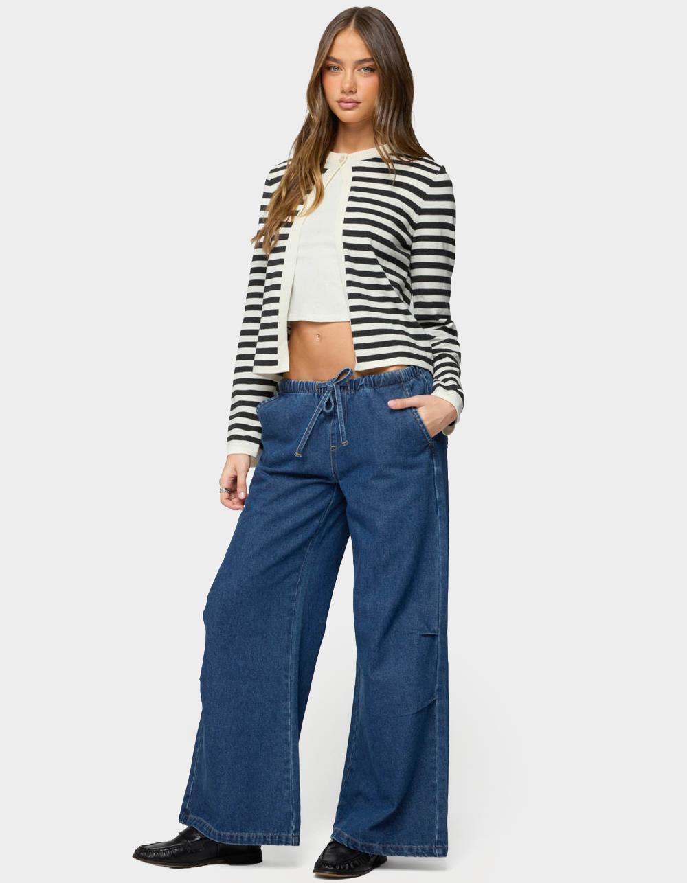 EDIKTED Jenie Split Front Knit Cardigan - BLACK