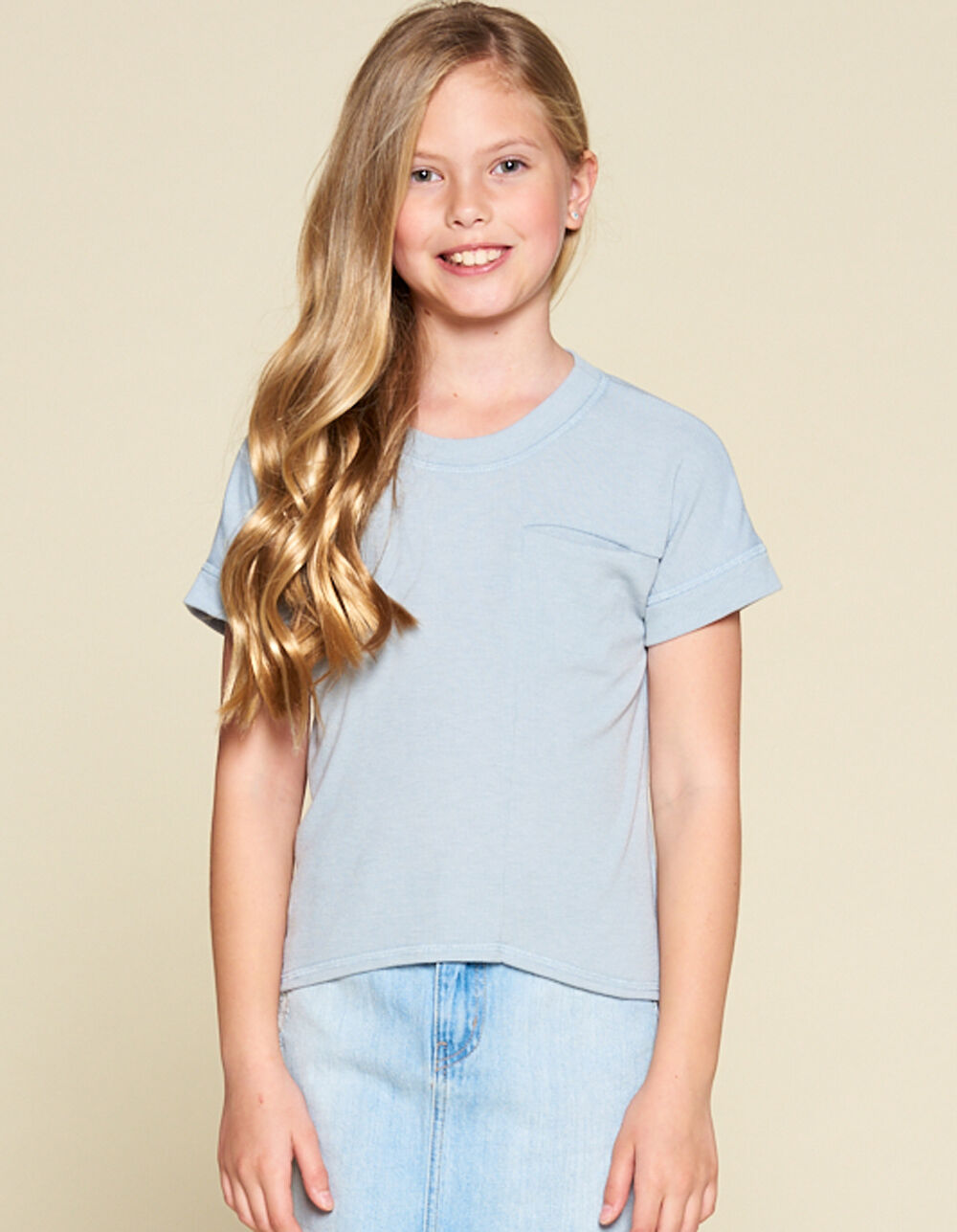 FOR ALL SEASONS Ribbed Girls Pocket Tee image number 1