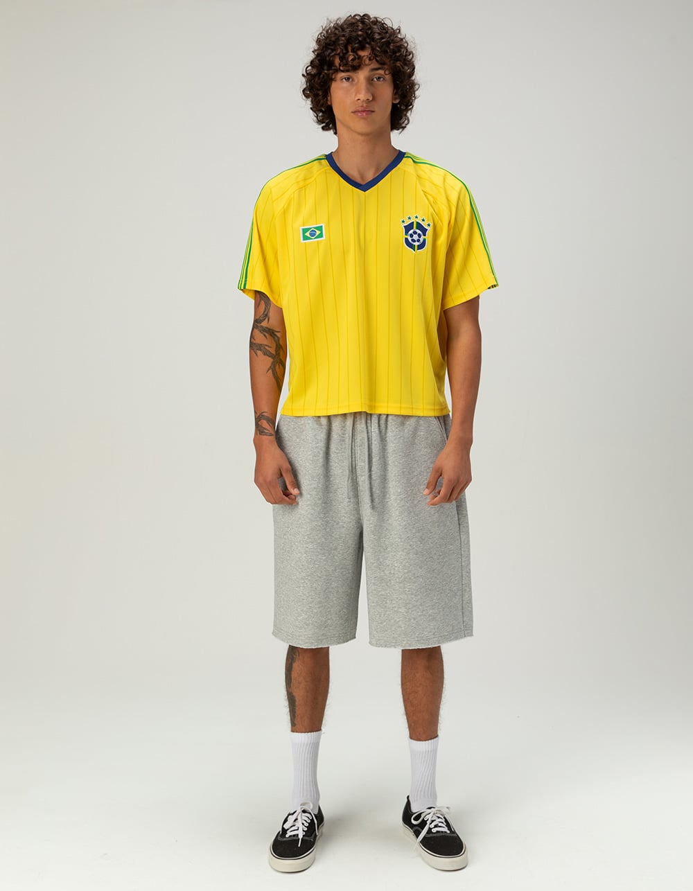 RSQ Mens Brazil Baggy Crop Soccer Jersey - YELLOW