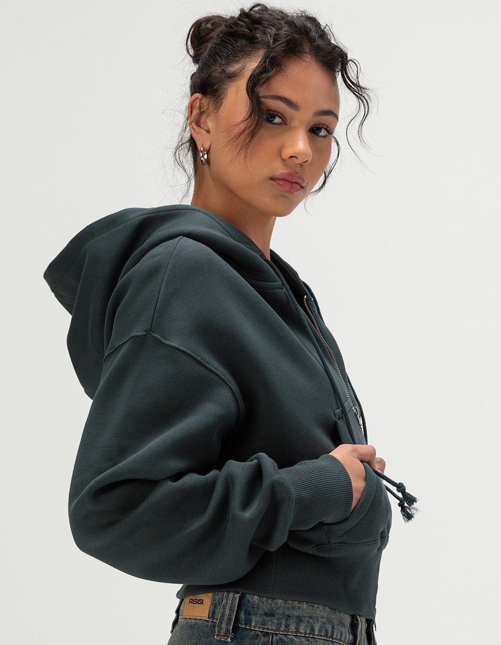 NIKE Sportswear Phoenix Cropped Womens Zip-Up Hoodie - DK GREEN