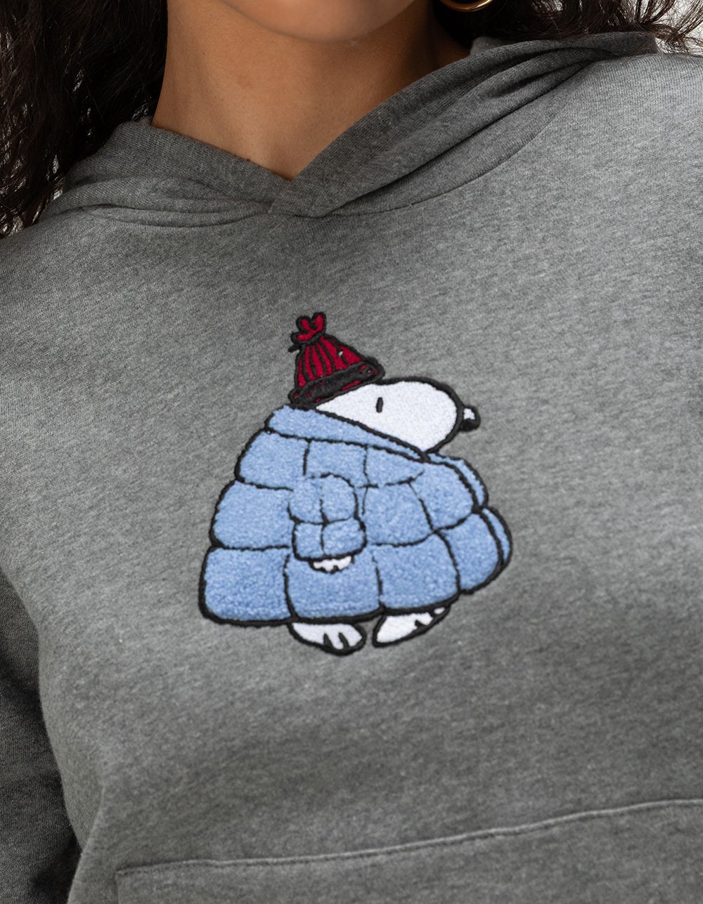 PEANUTS Snoopy Puffer Womens Hoodie - GRAY