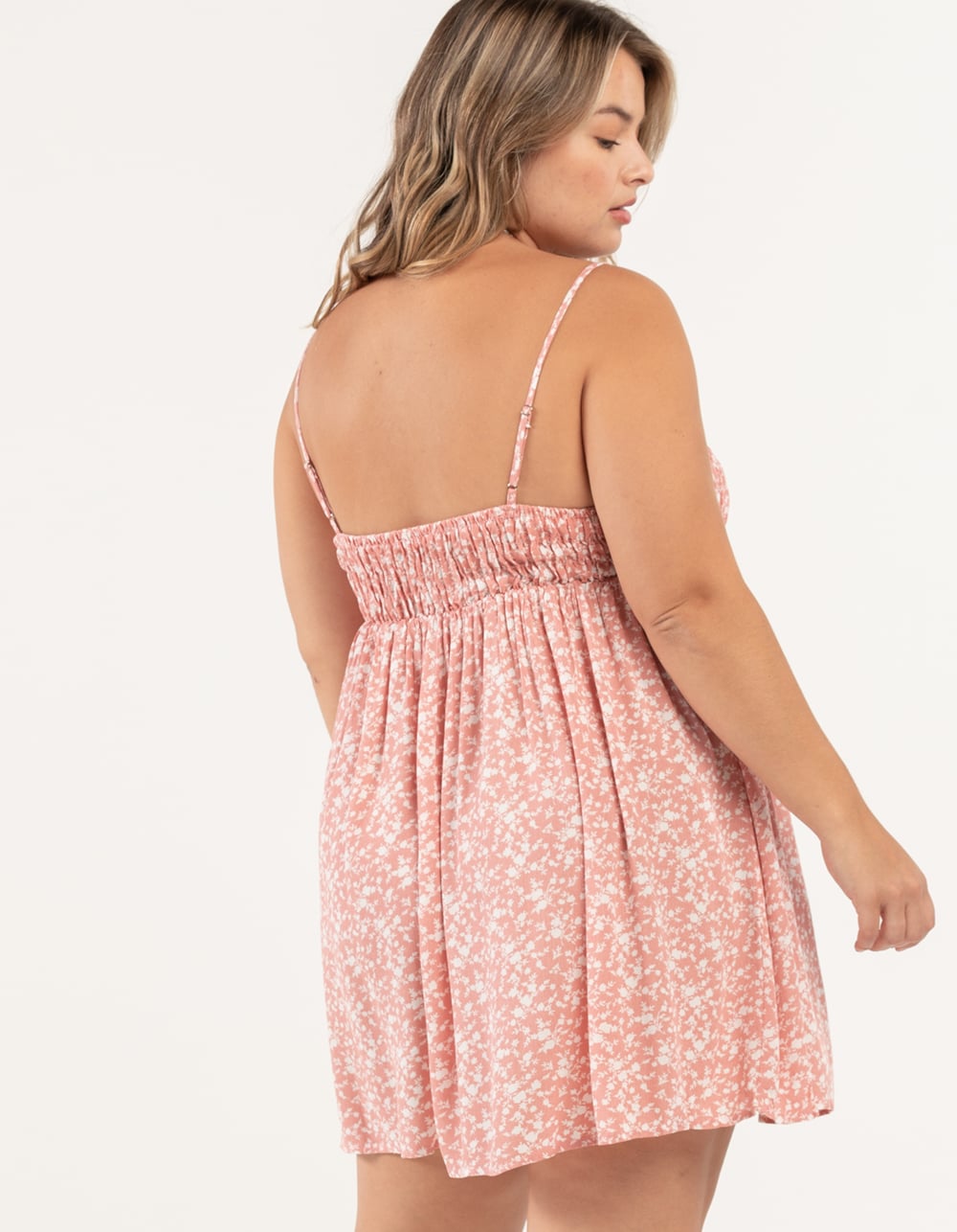 TIMING Floral Smocked Babydoll Dress MAUVE Tillys