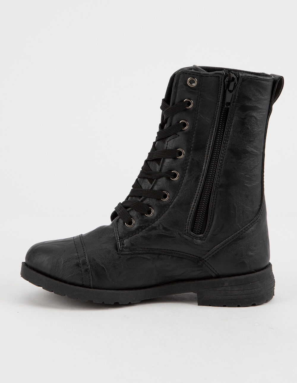 BLUE SUEDE SHOES Faux Leather Girls Combat Boots - BLACK | Tillys