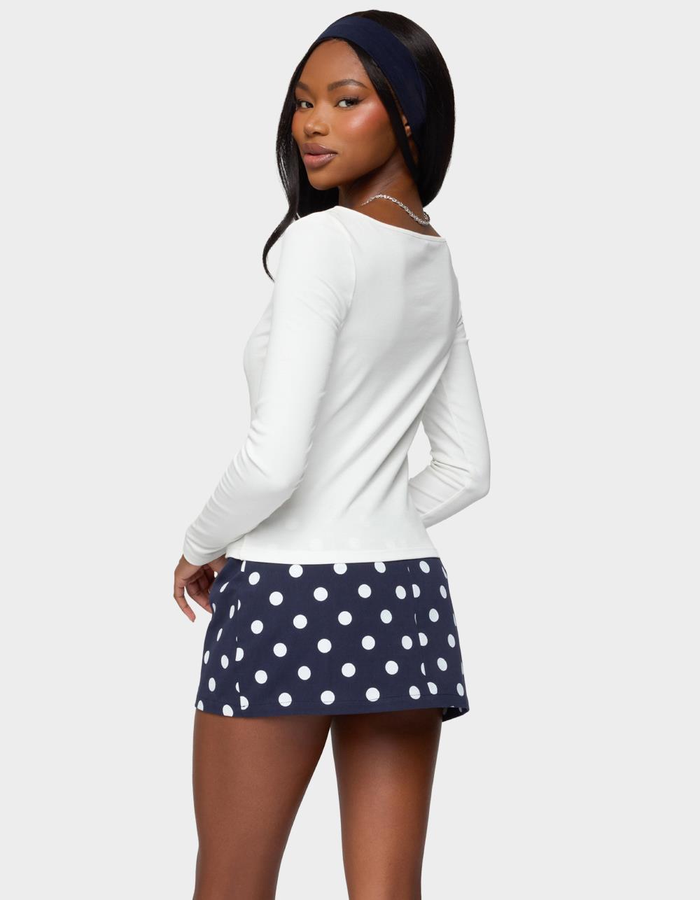 EDIKTED Savi Boat Neck Long Sleeve Top - WHITE