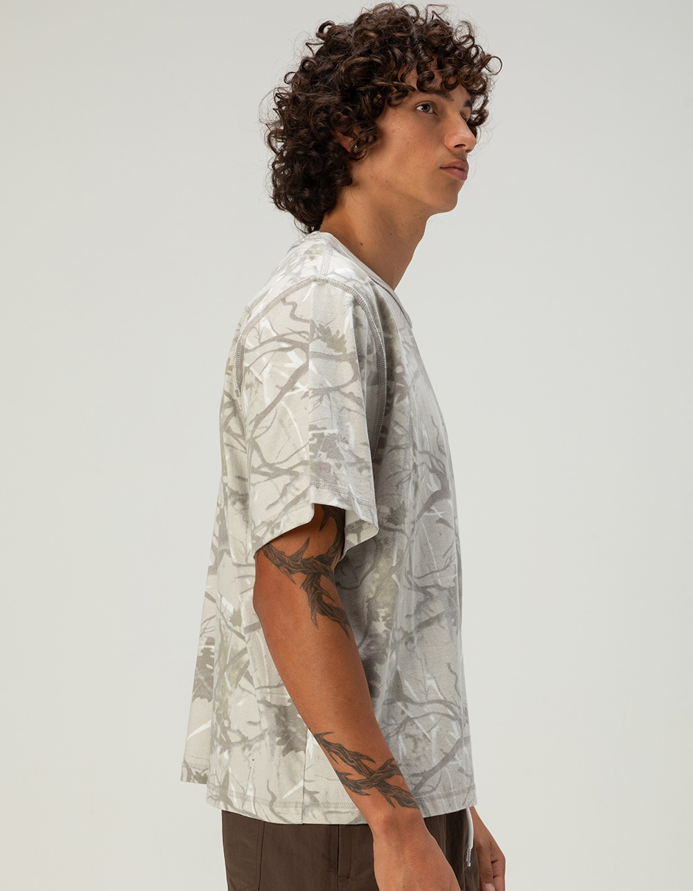 RSQ Mens Washed Boxy Tee - LIGHT CAMO
