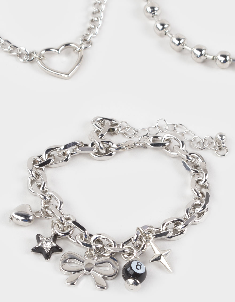 FULL TILT Heart/Bow/Star Charm Bracelets - SILVER