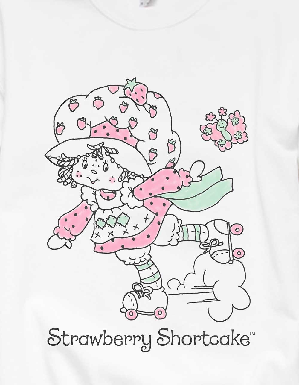 STRAWBERRY SHORTCAKE Roller Skating Unisex Crewneck Sweatshirt - WHITE