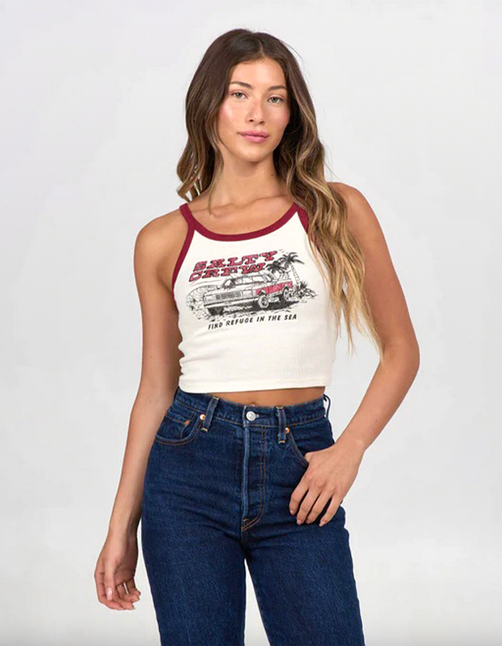 SALTY CREW Truck Stop Womens Tank Top - CREAM