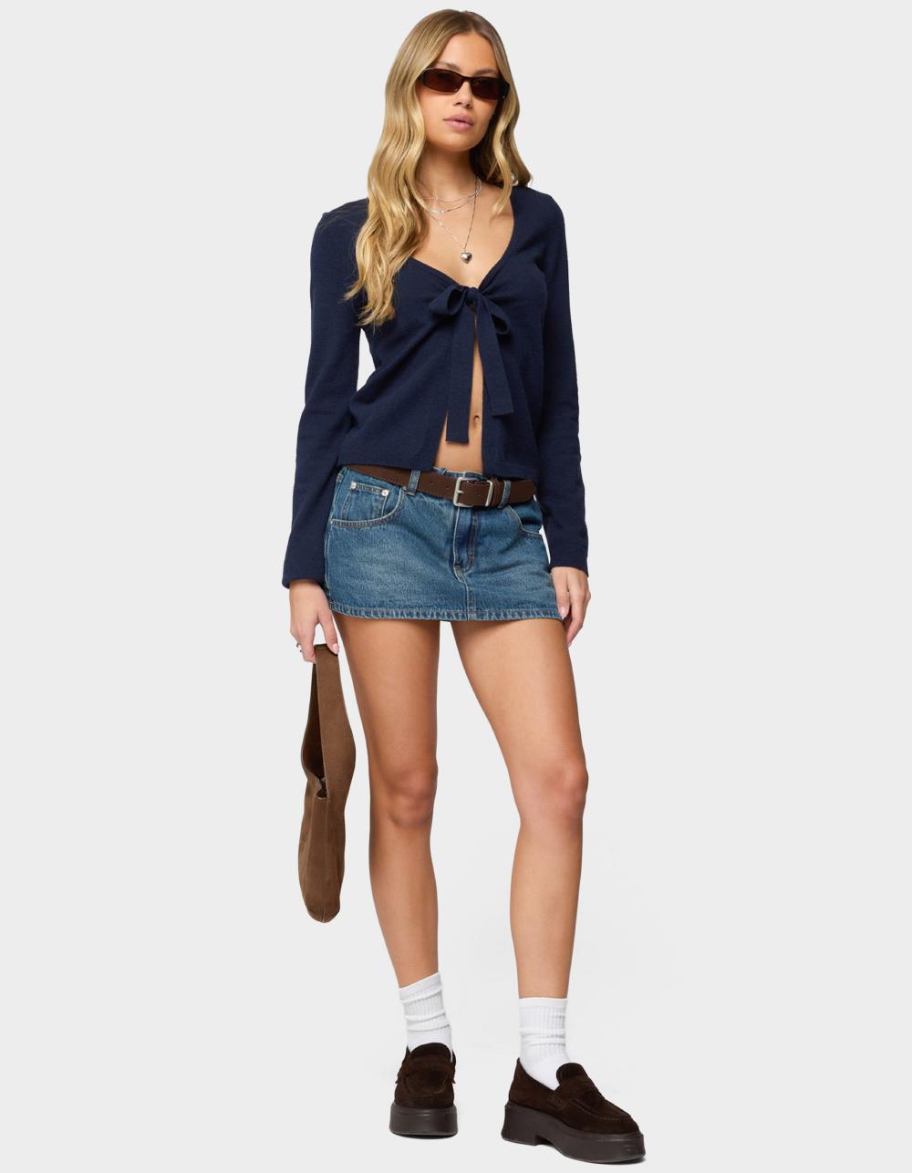 EDIKTED Demi Tie Front Knit Cardigan - NAVY