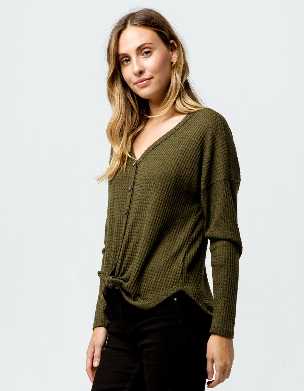 Olive Thermal Out Seam Top main image 1