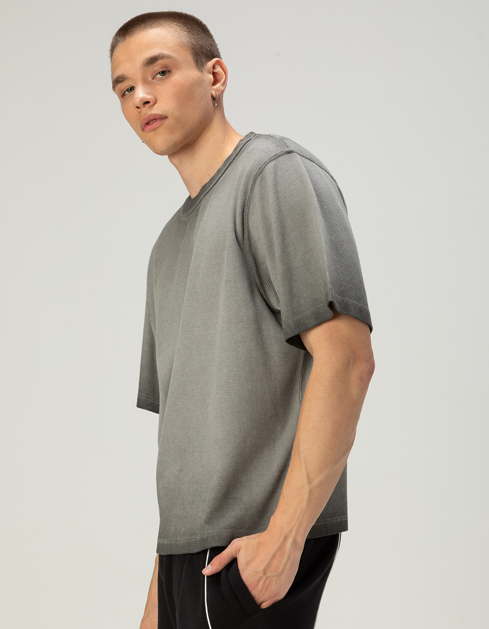 RSQ Mens Textured Boxy Tee - GRAY