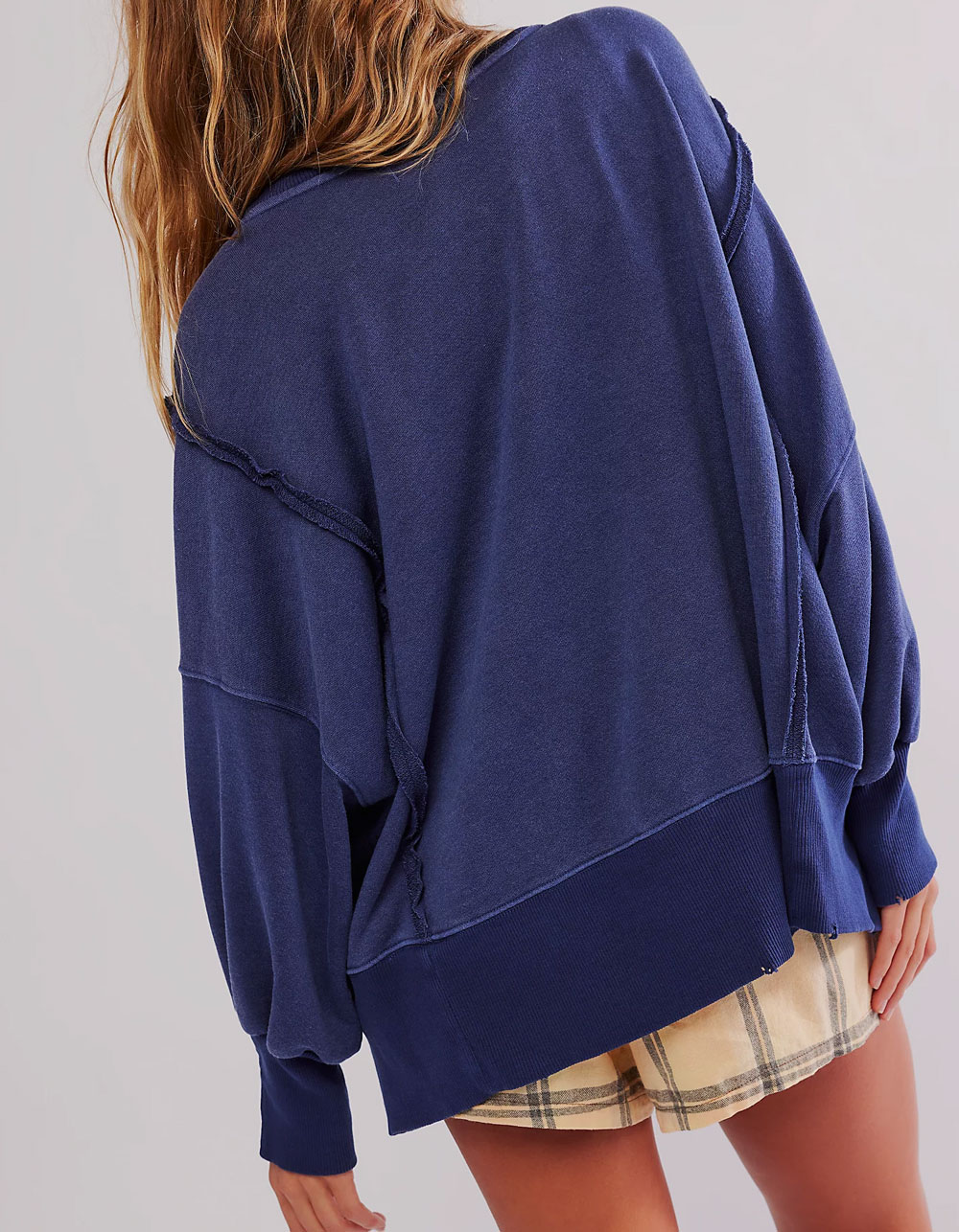 FREE PEOPLE Camden Womens Oversized Long Sleeve Tee - NAVY