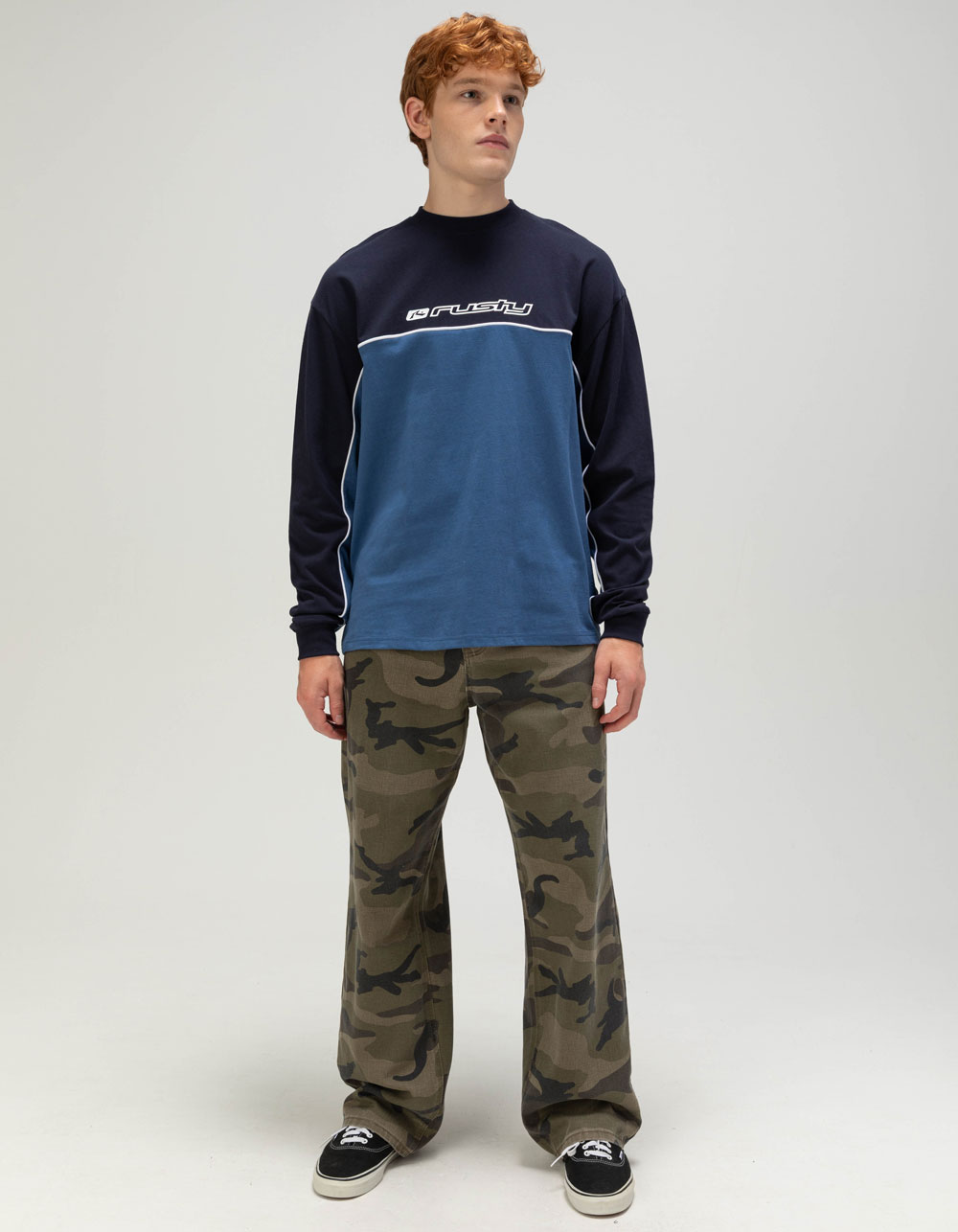 RUSTY Infinity Mens Long Sleeve Tee - BLUE COMBO