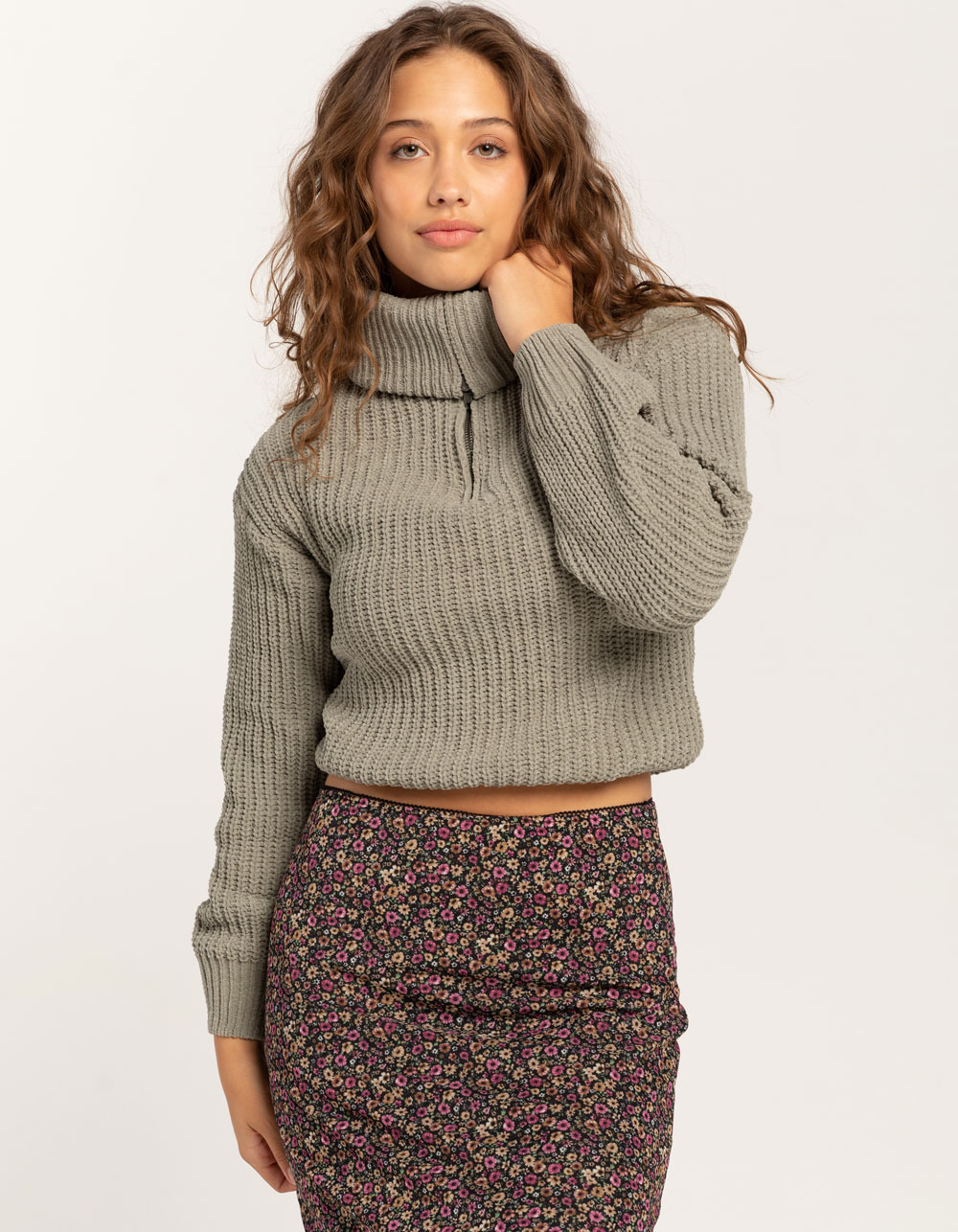 POOF Drop Sleeve Oversized Collar Womens Sweater - OLIVE | Tillys
