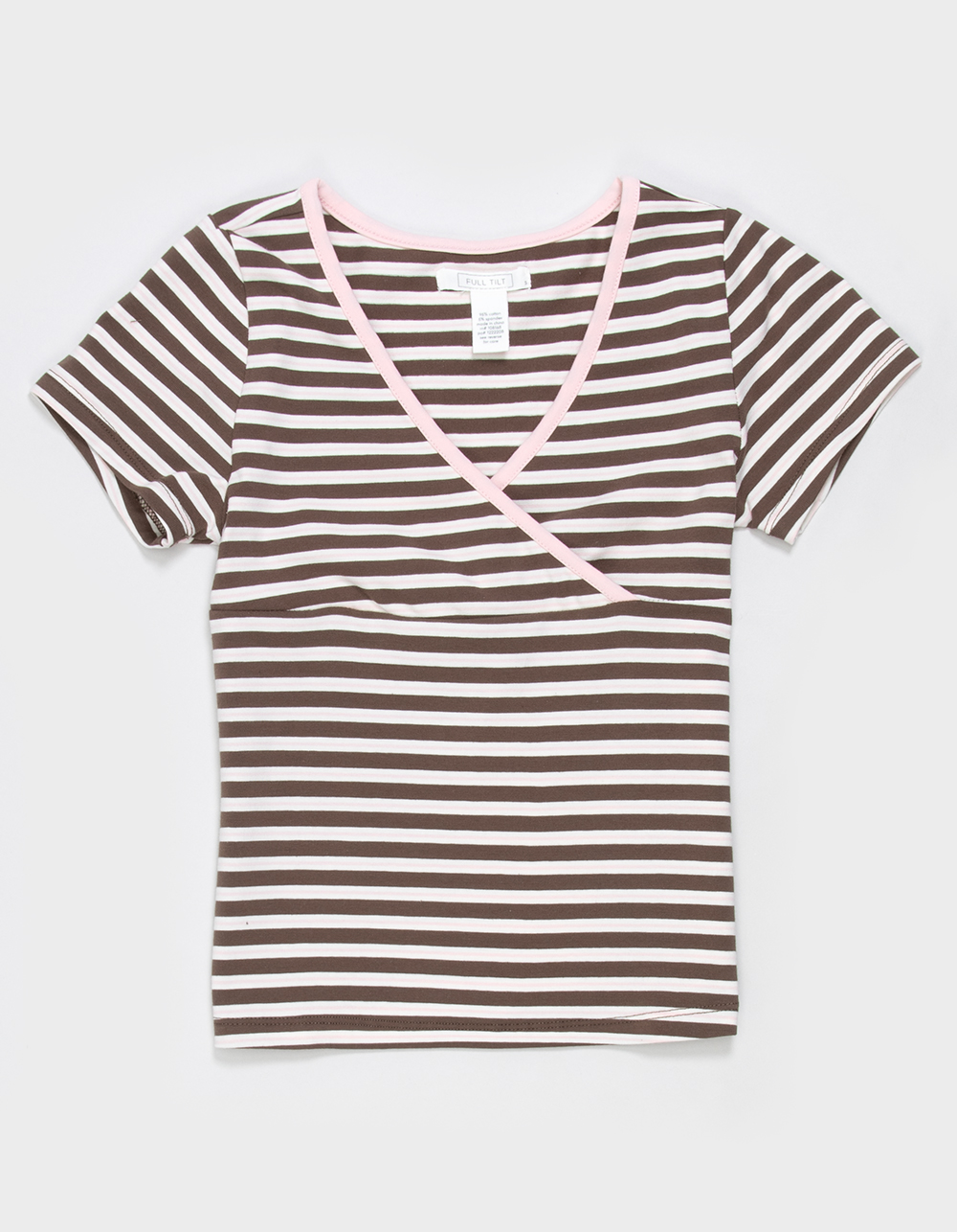 FULL TILT Girls Stripe Surplus Top - PINK COMBO
